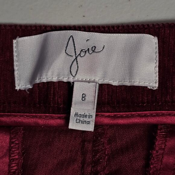 Joie Women's Marcena Corduroy Crop Flare Pants Size 8 Burgundy Slim Leg Career - Picture 6 of 9